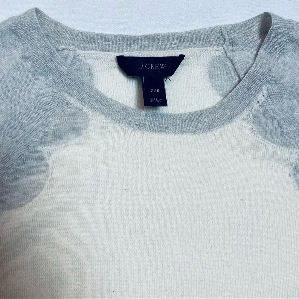 J. Crew Merino Wool White Gray Sweater Size XXS